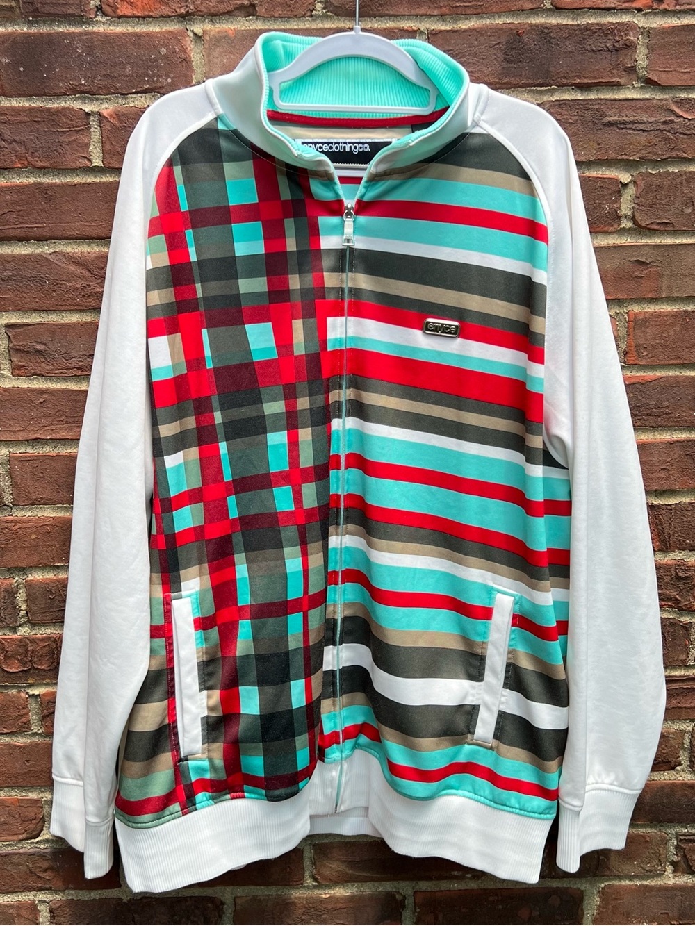Enyce Men’s Vintage Track Jacket Sz XXL Split Print Plaid Streetwear Retro Y2K